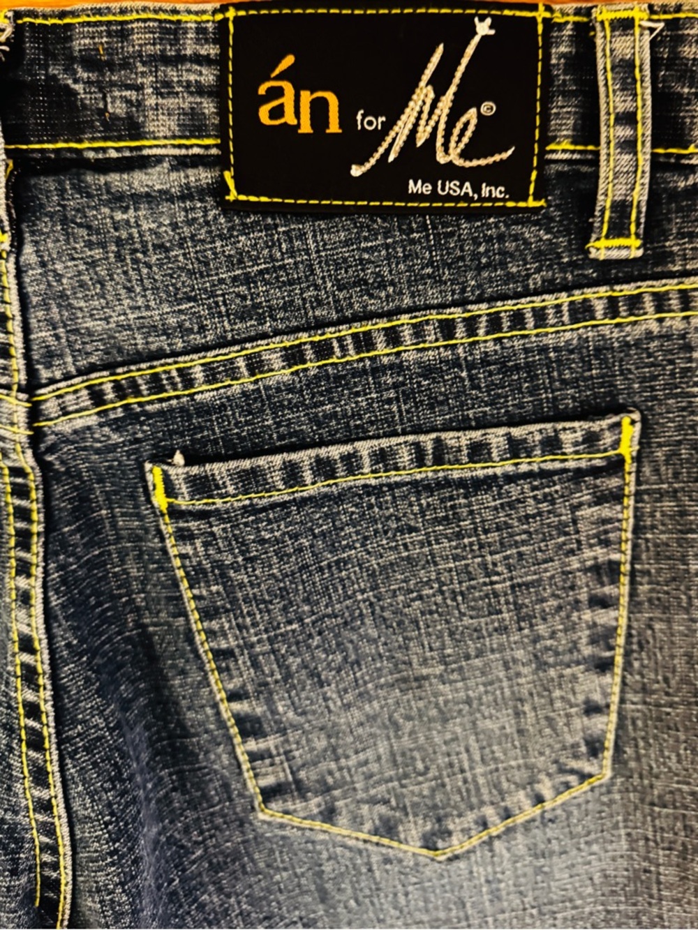 Embellished-Chic-One of a Kind Dark Blue Wide Leg Jeans with Artistic 3D Detail - Picture 9 of 10